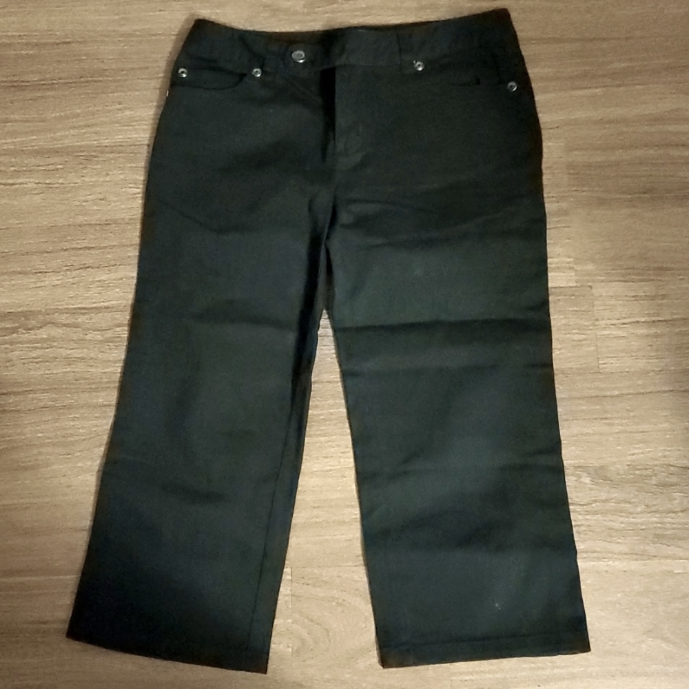 Talbots Petites Women's Stretch Black Denim Capri - Size 2P